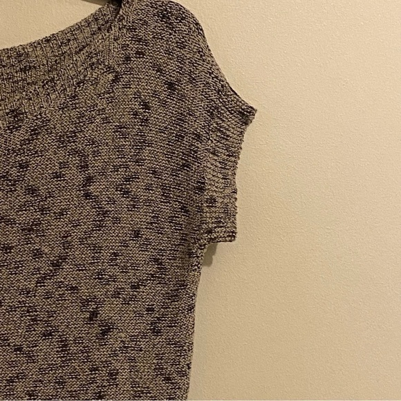 Anthropologie Moth Size XS Brown White Cap Sleeve Sweater Blouse Blouse - Picture 4 of 12